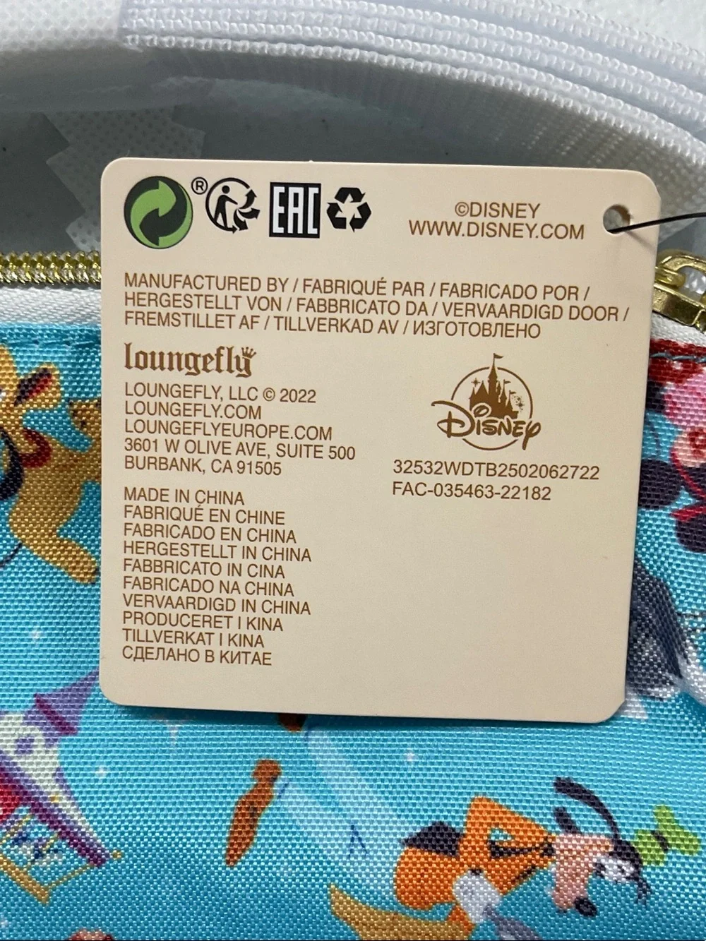 Loungefly 50 th Disney Character Crossbody Bag with White Strap